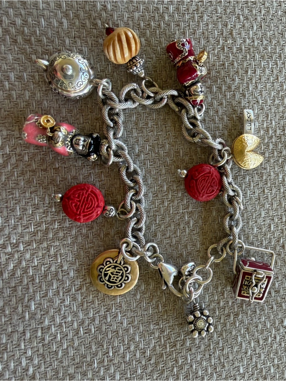 Brighton China Tale Lucky Fortune Cookie Tea Retired Charm Bracelet